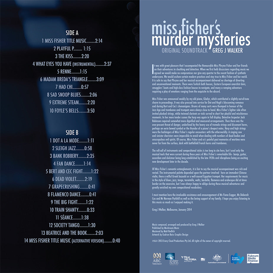 Miss Fisher Original Soundtrack LP - Back Cover